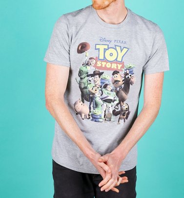 Men's Disney Toy Story Gang Grey Marl T-Shirt Men's Disney Toy Story Gang Grey Marl T-Shirt