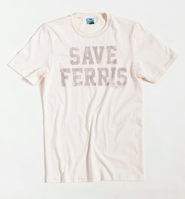 Men's Ferris Bueller Retro Save Ferris Ecru T-Shirt Men's Ferris Bueller Retro Save Ferris Ecru T-Shirt