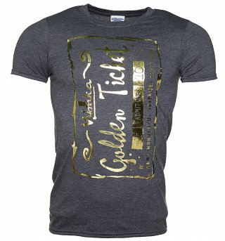 Men's Foil Print Golden Ticket Roald Dahl T-Shirt Men's Foil Print Golden Ticket Roald Dahl T-Shirt