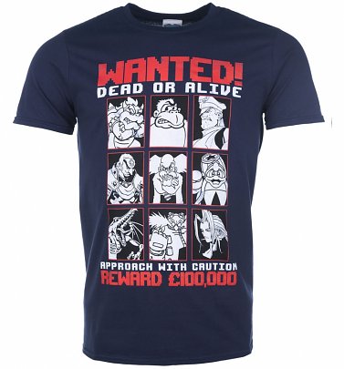 Men's Gaming Villains Wanted Poster Navy T-Shirt Men's Gaming Villains Wanted Poster Navy T-Shirt