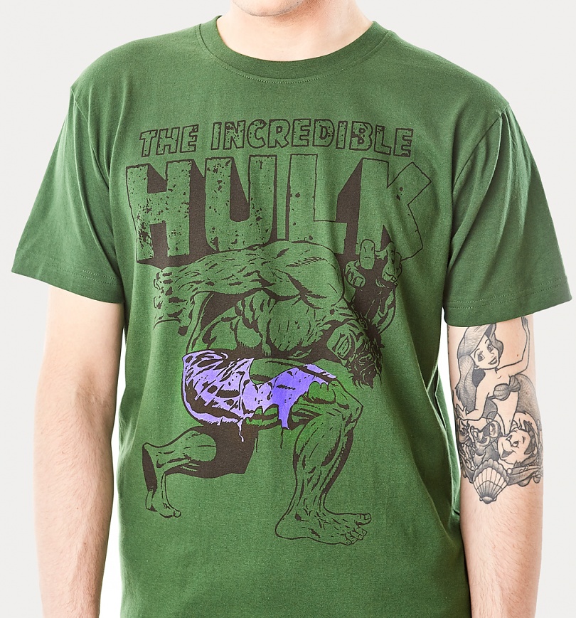 Men's Green Incredible Hulk T-Shirt from For Love & Money.