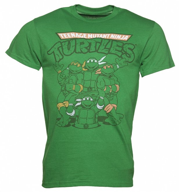 Men's Green Retro Teenage Mutant Ninja Turtles T-shirt