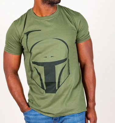 Men's Green Star Wars Boba Fett Helmet T-Shirt Men's Green Star Wars Boba Fett Helmet T-Shirt