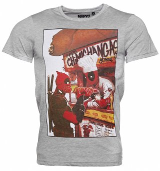 Men's Grey Deadpool Chimichanga Stall T-Shirt Men's Grey Deadpool Chimichanga Stall T-Shirt