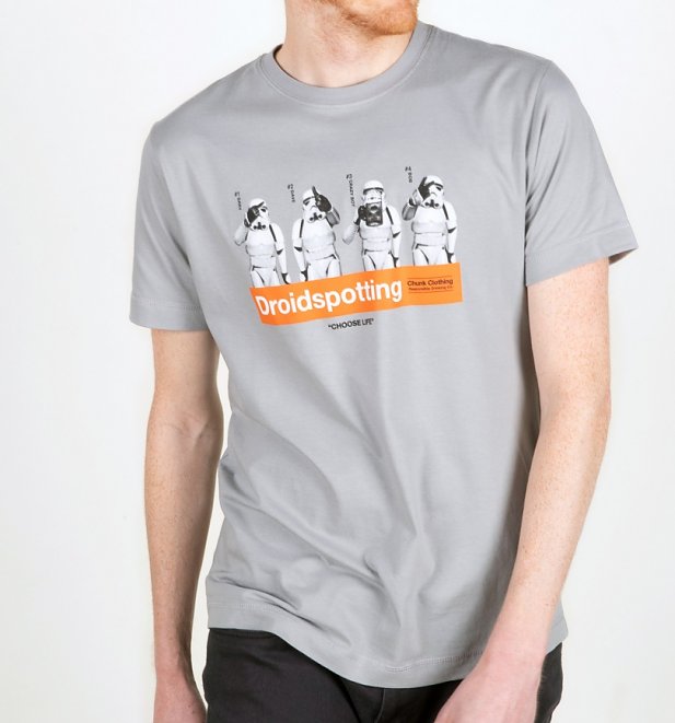 Men's Grey Droidspotting Star Wars T-Shirt from Chunk Men's Grey Droidspotting Star Wars T-Shirt from Chunk