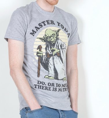 Men's Grey Master Yoda Do Or Do Not Star Wars T-Shirt Men's Grey Master Yoda Do Or Do Not Star Wars T-Shirt