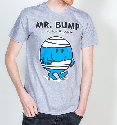 Men's Grey Mr Bump Mr Men T-Shirt Men's Grey Mr Bump Mr Men T-Shirt