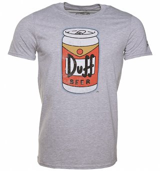 Men's Grey The Simpsons Duff Beer Can T-Shirt Men's Grey The Simpsons Duff Beer Can T-Shirt
