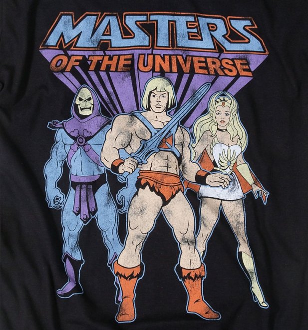 Men's He-Man, She-Ra and Skeletor Black T-Shirt Men's He-Man, She-Ra and Skeletor Black T-Shirt