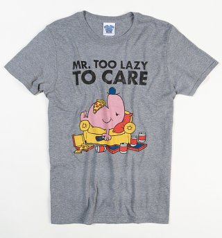 Men's Heather Grey Mr Lazy Too Lazy To Care T-Shirt Men's Heather Grey Mr Lazy Too Lazy To Care T-Shirt