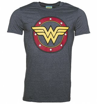 Men's Heather Navy Wonder Woman Circle Logo T-Shirt Men's Heather Navy Wonder Woman Circle Logo T-Shirt