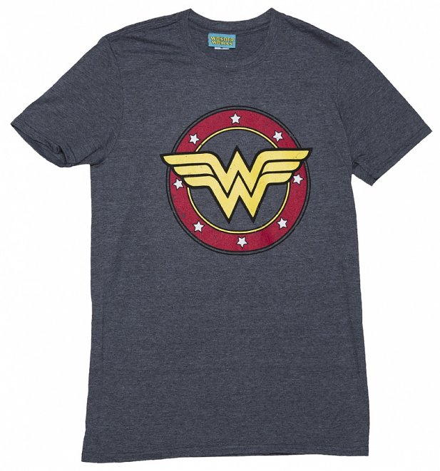 Men's Heather Navy Wonder Woman Circle Logo T-Shirt Men's Heather Navy Wonder Woman Circle Logo T-Shirt