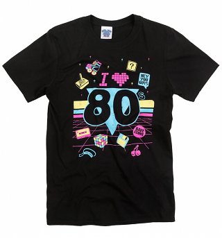 Men's I Heart 80s Black T-Shirt Men's I Heart 80s Black T-Shirt