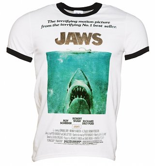 Men's Jaws Movie Poster Ringer T-Shirt Men's Jaws Movie Poster Ringer T-Shirt