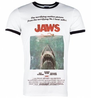 Men's Jaws Movie Poster Ringer T-Shirt Men's Jaws Movie Poster Ringer T-Shirt