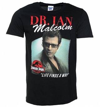 Men's Jurassic Park Dr Ian Malcolm Black T-Shirt Men's Jurassic Park Dr Ian Malcolm Black T-Shirt