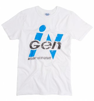 Men's White Jurassic Park Inspired InGen Logo T-Shirt Men's White Jurassic Park Inspired InGen Logo T-Shirt