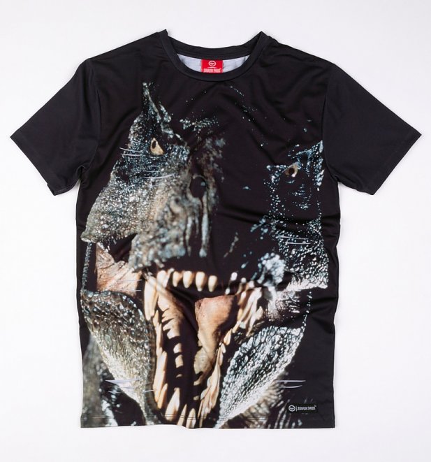 Men's Jurassic Park T-Rex Distressed Sublimation Print T-Shirt from Hype Men's Jurassic Park T-Rex Distressed Sublimation Print T-Shirt from Hype