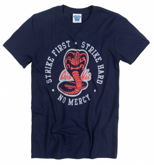 Men's Karate Kid Strike First Strike Hard Navy T-Shirt Men's Karate Kid Strike First Strike Hard Navy T-Shirt