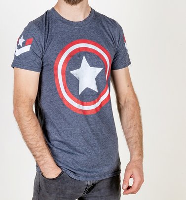Men's Marvel Captain America Shield Navy T-Shirt Men's Marvel Captain America Shield Navy T-Shirt