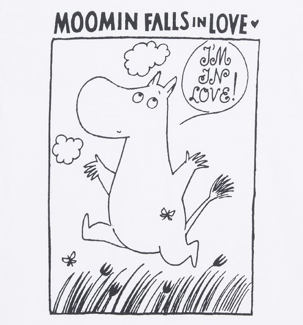 Men's Moomins In Love Comic Strip White T-Shirt Men's Moomins In Love Comic Strip White T-Shirt