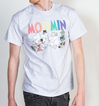 Men's Moomins Rainbow Logo Ash Grey T-Shirt Men's Moomins Rainbow Logo Ash Grey T-Shirt