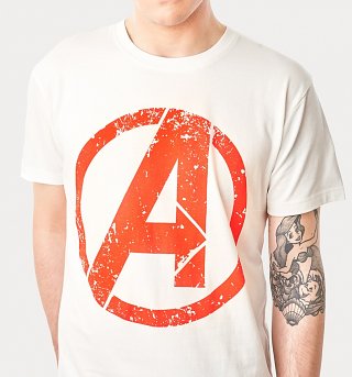 Men's Natural Avengers Logo T-Shirt from For Love & Money Men's Natural Avengers Logo T-Shirt from For Love & Money