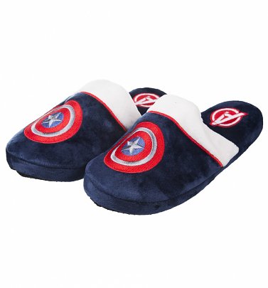 Navy Marvel Comics Captain America Slip On Slippers Navy Marvel Comics Captain America Slip On Slippers