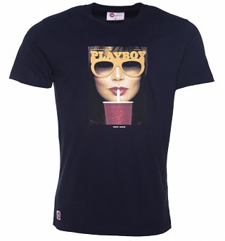 Men's Navy Playboy Vintage 1982 Cover T-Shirt from Chunk Men's Navy Playboy Vintage 1982 Cover T-Shirt from Chunk
