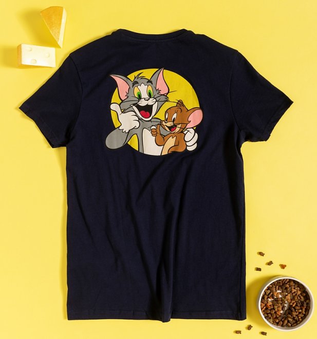Men's Navy Tom and Jerry Back Print Mini Me T-Shirt from Difuzed