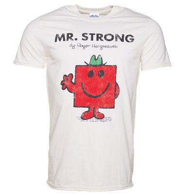Men's Off White Mr Strong Mr Men T-Shirt Men's Off White Mr Strong Mr Men T-Shirt
