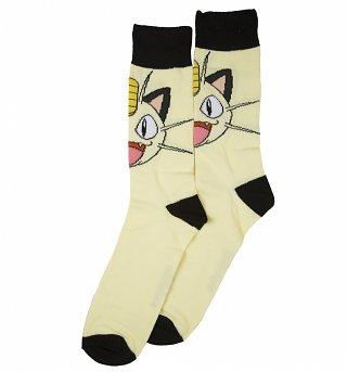 Men's Pokemon Meowth Crew Socks Men's Pokemon Meowth Crew Socks