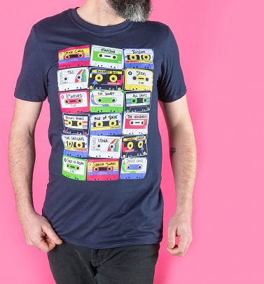 Men's Pop Music Cassette Tapes Navy T-Shirt Men's Pop Music Cassette Tapes Navy T-Shirt