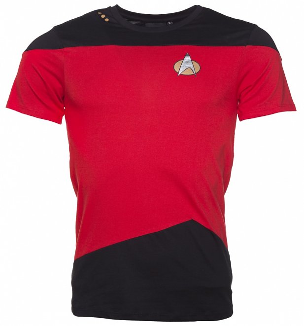 Men's Red And Black Star Trek Next Generation Uniform T-Shirt
