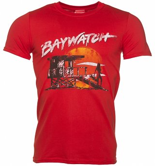Men's Red Baywatch Beach Hut T-Shirt Men's Red Baywatch Beach Hut T-Shirt