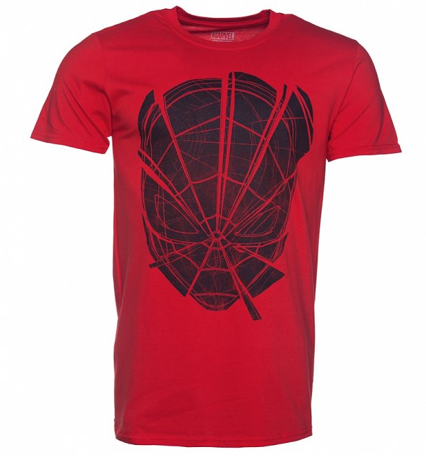Men's Red Spider-Man Head Web Marvel Comics T-Shirt Men's Red Spider-Man Head Web Marvel Comics T-Shirt