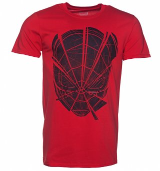 Men's Red Spider-Man Head Web Marvel Comics T-Shirt Men's Red Spider-Man Head Web Marvel Comics T-Shirt