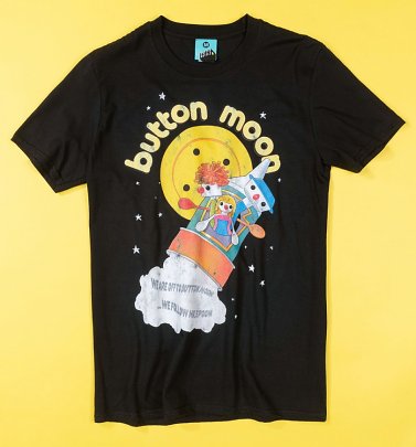 Men's Retro Button Moon Black T-Shirt Men's Retro Button Moon Black T-Shirt