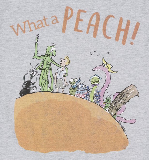 Men's Roald Dahl What A Peach Sport Grey T-Shirt Men's Roald Dahl What A Peach Sport Grey T-Shirt