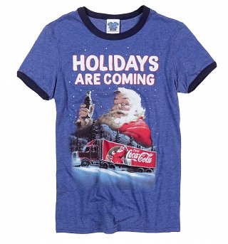 Men's Santa Holidays Are Coming Coca-Cola Ringer T-Shirt Men's Santa Holidays Are Coming Coca-Cola Ringer T-Shirt