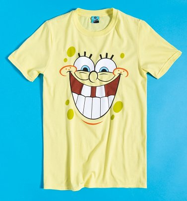 Men's SpongeBob SquarePants Happy Face Yellow T-Shirt Men's SpongeBob SquarePants Happy Face Yellow T-Shirt