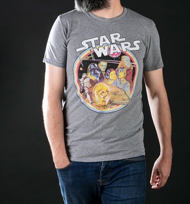 Men's Star Wars Retro Gang Heather Graphite T-Shirt Men's Star Wars Retro Gang Heather Graphite T-Shirt