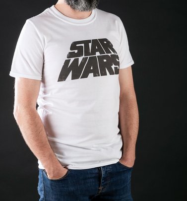 Men's Star Wars Retro Logo White T-Shirt Men's Star Wars Retro Logo White T-Shirt