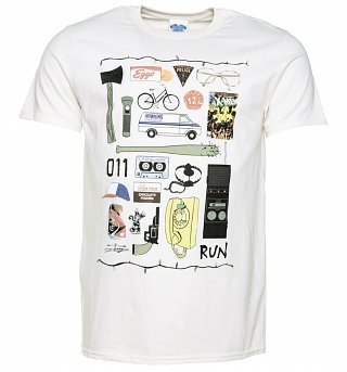 Men's Stranger Things Inspired Icons Ecru T-Shirt Men's Stranger Things Inspired Icons Ecru T-Shirt