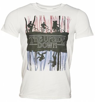 Men's White Stranger Things Inspired Upside Down T-Shirt Men's White Stranger Things Inspired Upside Down T-Shirt
