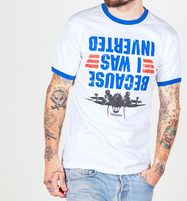 Men's Top Gun Because I Was Inverted Ringer T-Shirt Men's Top Gun Because I Was Inverted Ringer T-Shirt