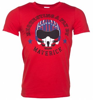 Men's Top Gun Maverick Requesting a Fly By Red T-Shirt Men's Top Gun Maverick Requesting a Fly By Red T-Shirt