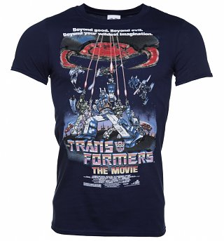 Men's Navy Transformers Retro Movie Poster T-Shirt Men's Navy Transformers Retro Movie Poster T-Shirt
