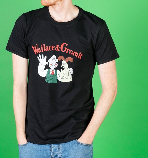 Men's Vintage Wallace And Gromit Black T-Shirt Men's Vintage Wallace And Gromit Black T-Shirt