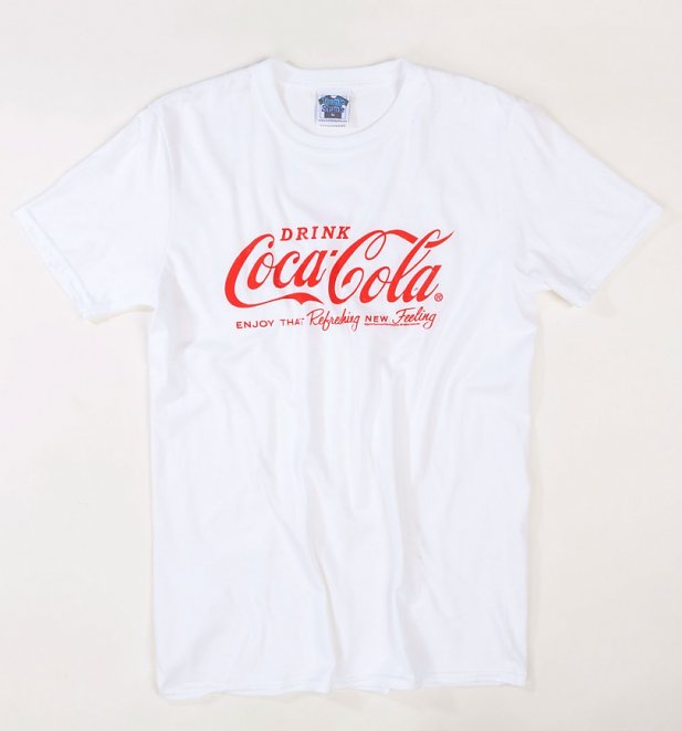 Mens White Drink Coca Cola Logo T Shirt